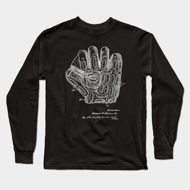 Baseball Glove and Mitt Vintage Funny Novelty Patent Drawing Long Sleeve T-Shirt by TheYoungDesigns